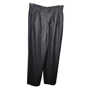 Anne Klein Collection Charcoal Grey Pleated Wool Tapered Pant Made in USA Size 8